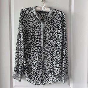 a.n.a (A New Approach) Black and White Animal Print Blouse